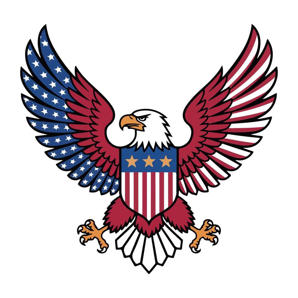 Vintage American Bald Eagle Shield Design vector