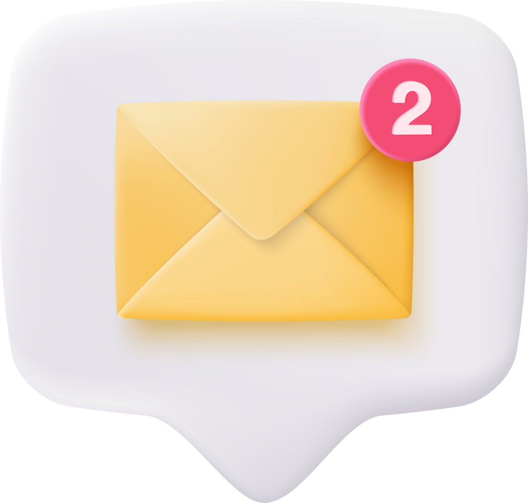3d enviar envelope ícone com notificação Novo mensagem. mínimo o email carta com papel ler ícone png