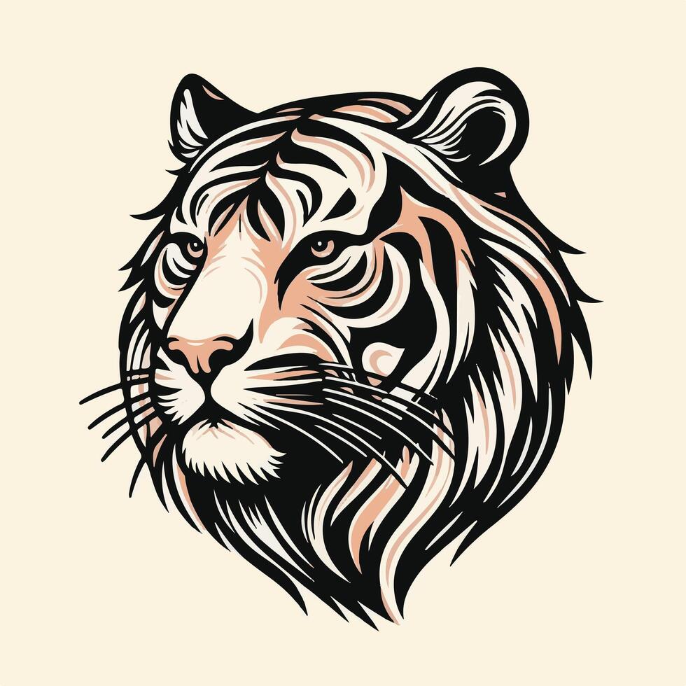 A tiger head on a beige background vector