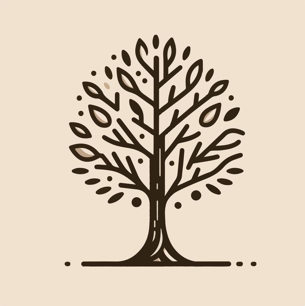 A tree with leaves on it in a simple style vector