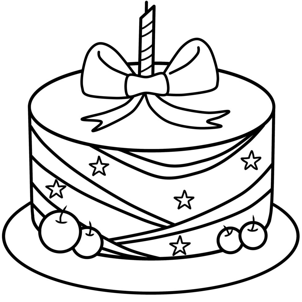 outline cartoon of cute cake png
