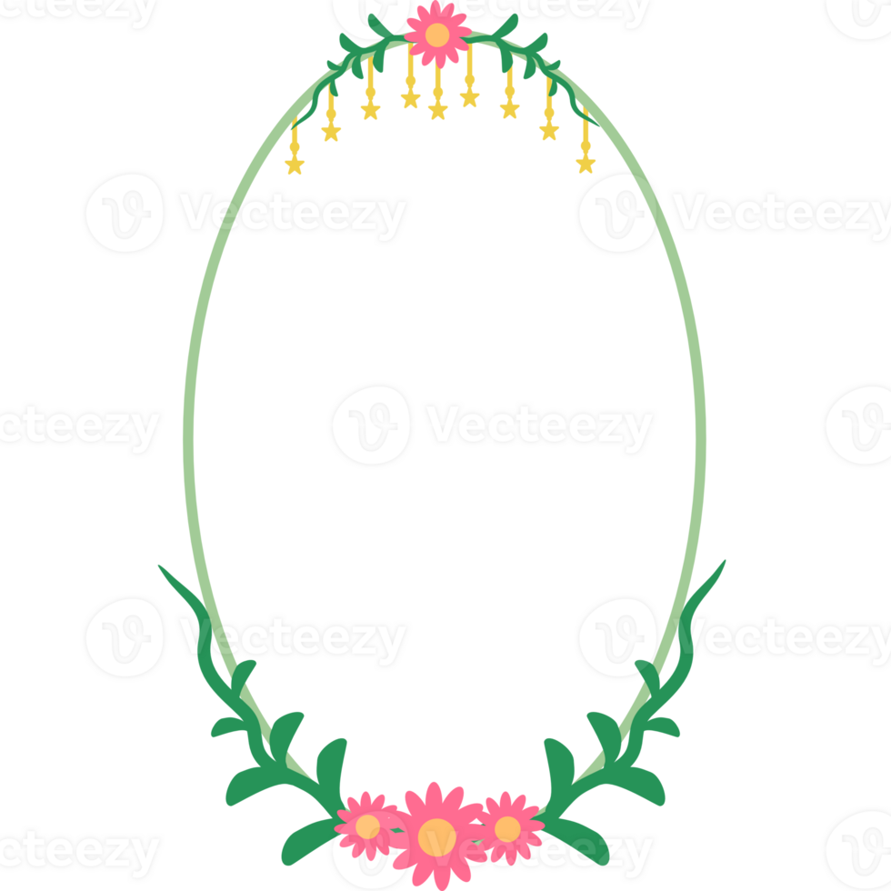 Oval flower frame png