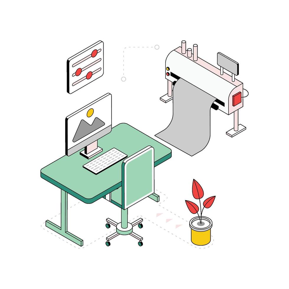 Digital Print Isometric Style Illustration. EPS 10 File vector