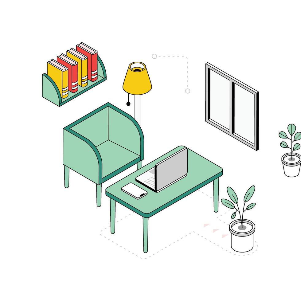 Home Work Setup isometric Style Illustration. EPS 10 file vector