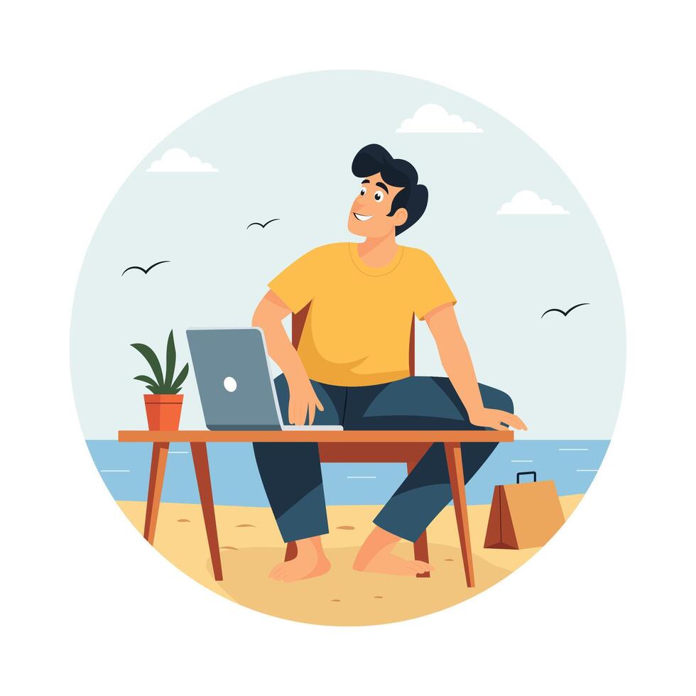 Man Doing Outdoor work illustration. EPS 10 file vector