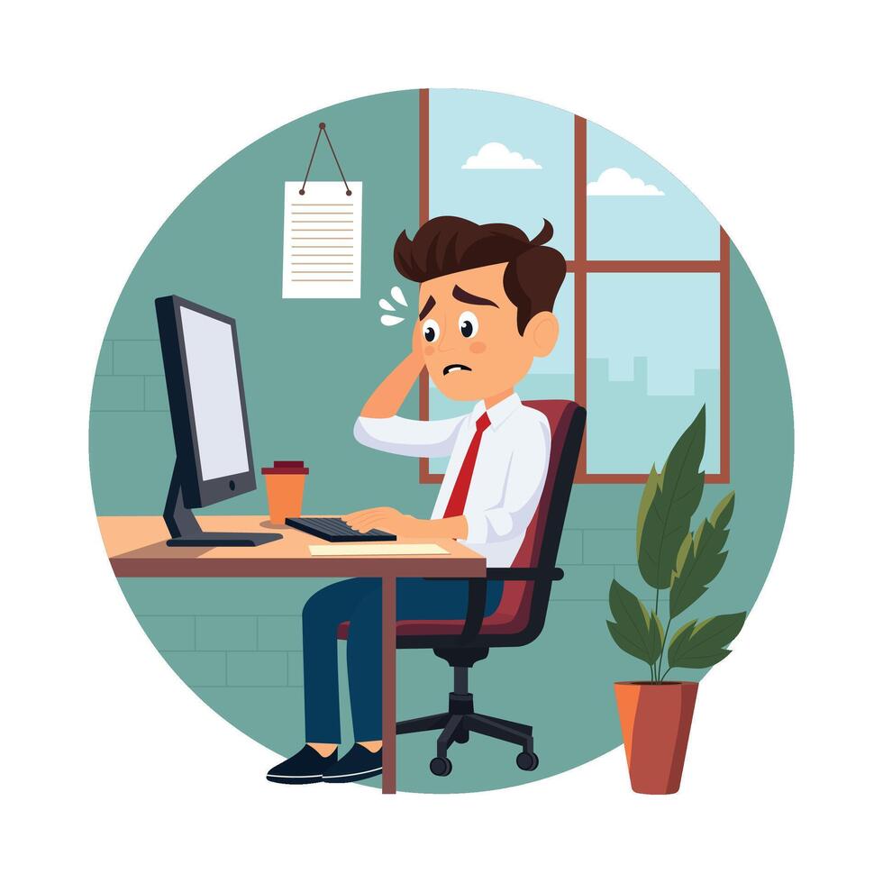 Employee getting burnout illustration. EPS 10 file vector