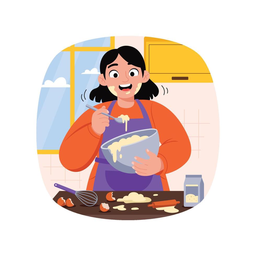 Mixing Ingredients in Bowl illustration. EPS 10 File vector