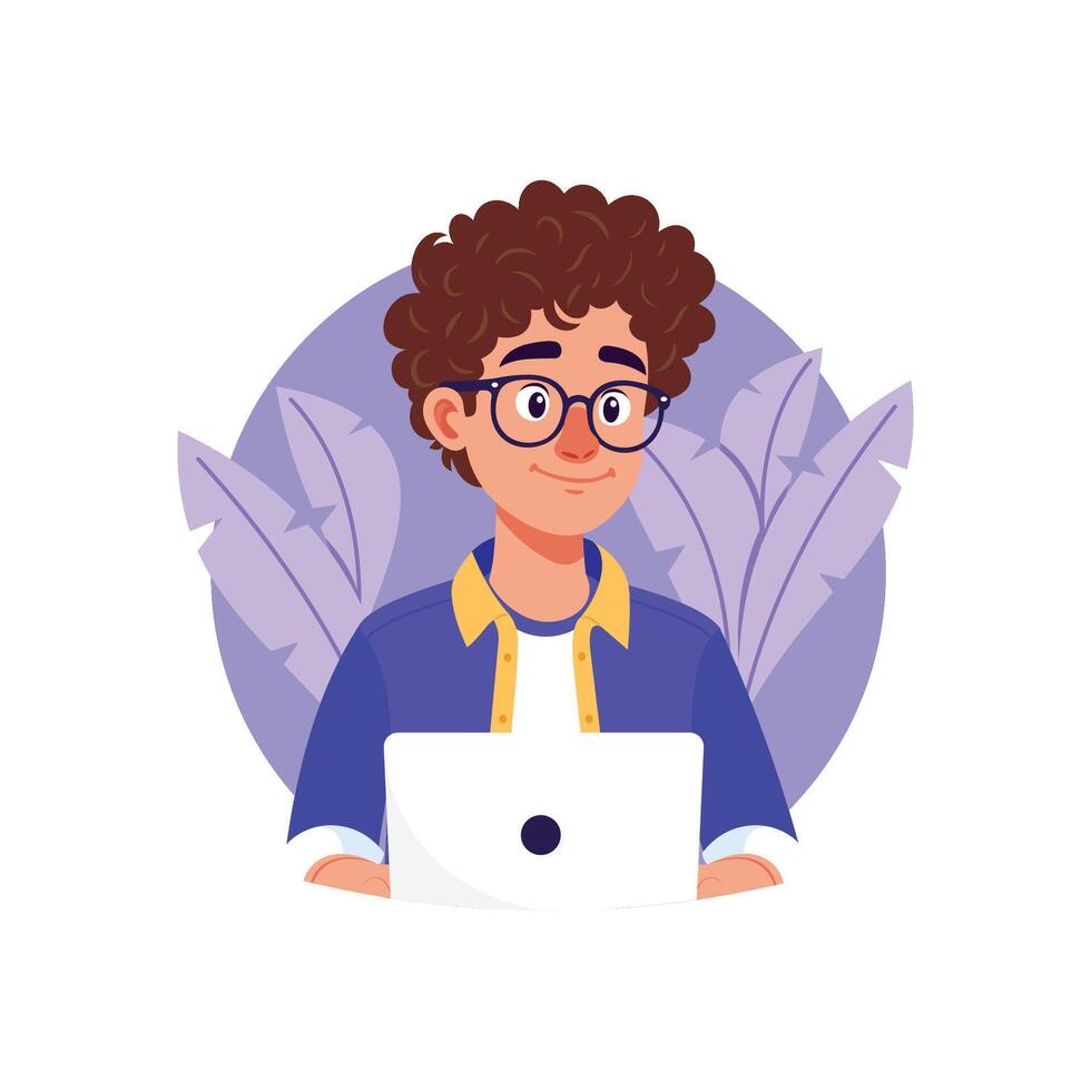 Working on Laptop Illustration. EPS 10 File vector