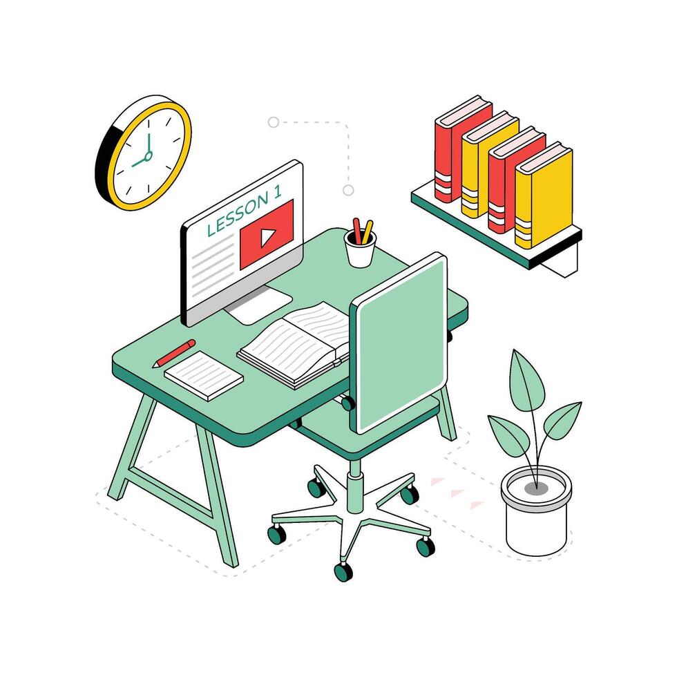 Student Desk isometric Style Illustration. EPS 10 file vector