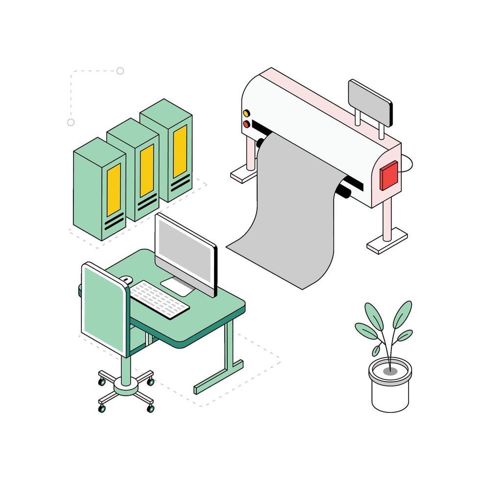 Digital Printer Isometric Style Illustration. EPS 10 File vector