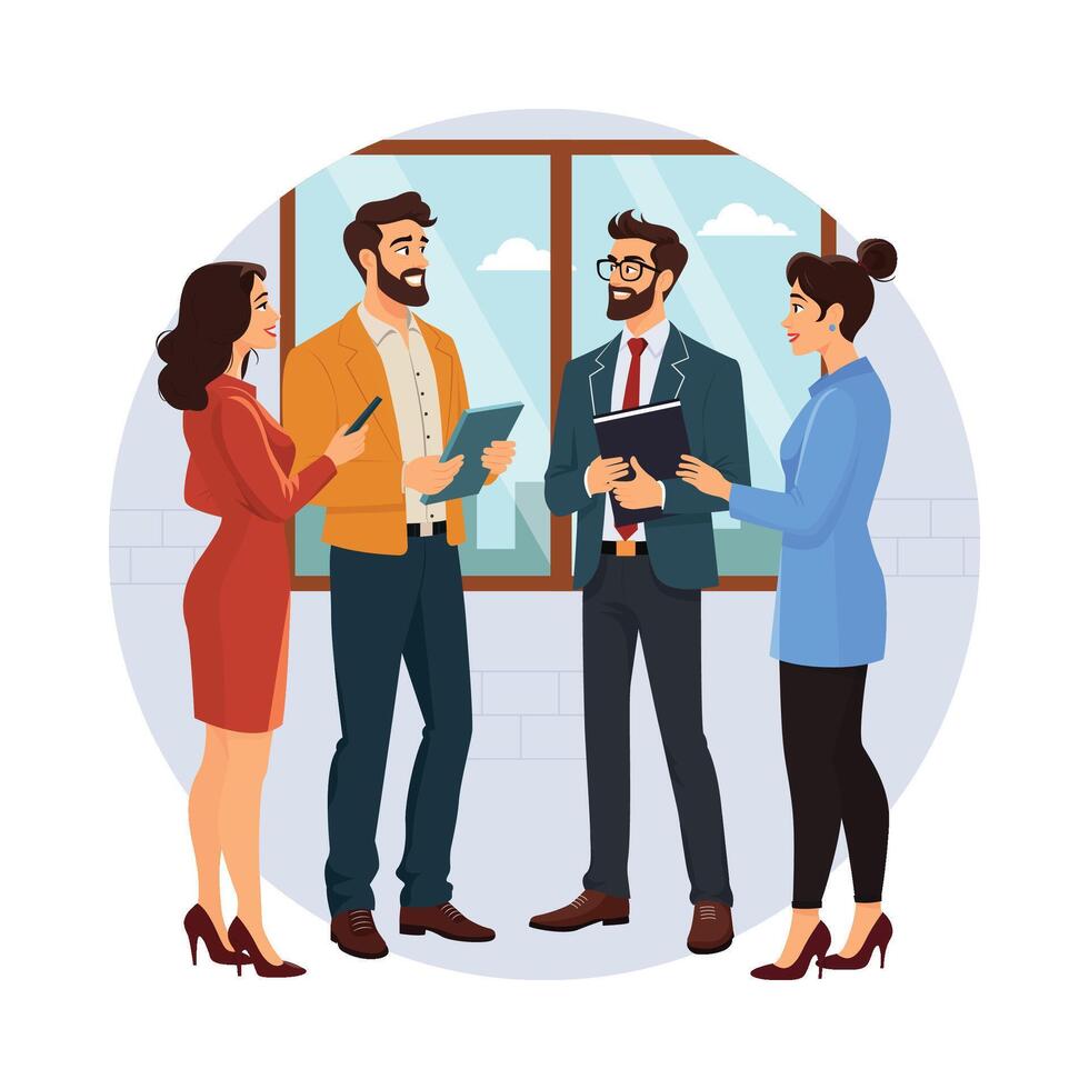 Business Team members Discussing Project illustration. EPS 10 file vector