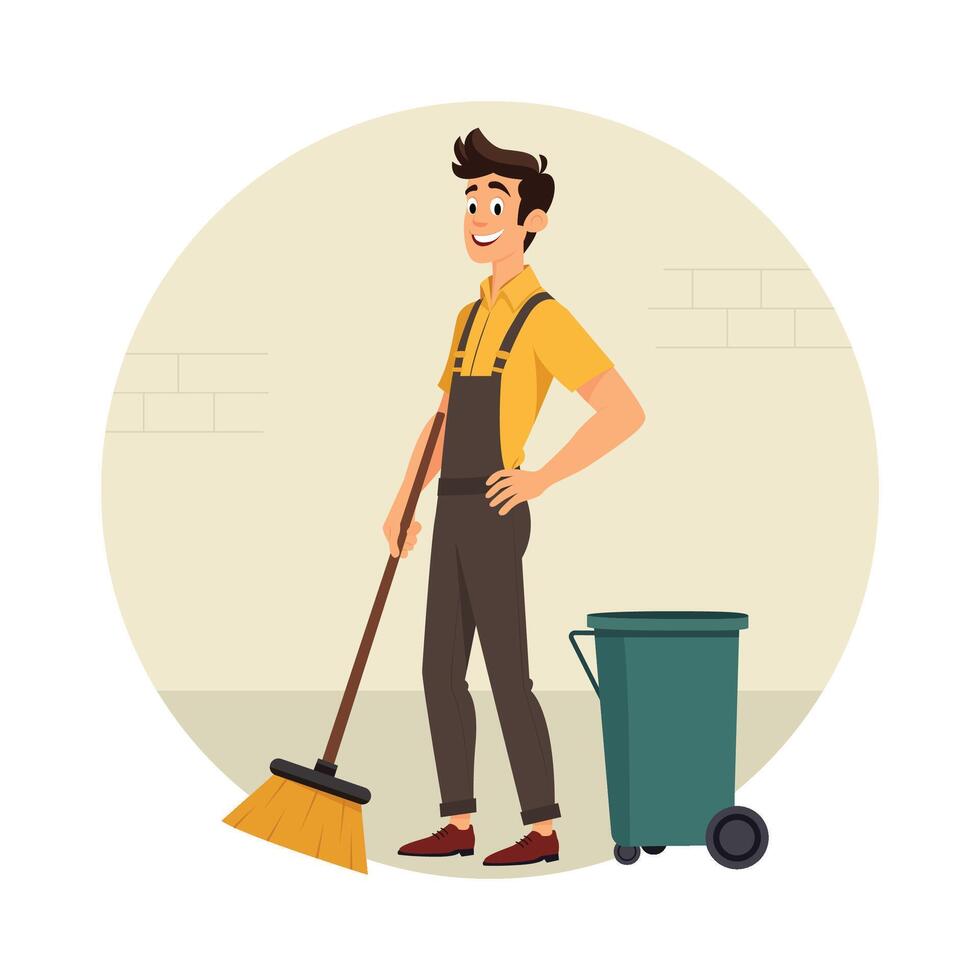 Men Doing Cleaning Task illustration. EPS 10 file vector