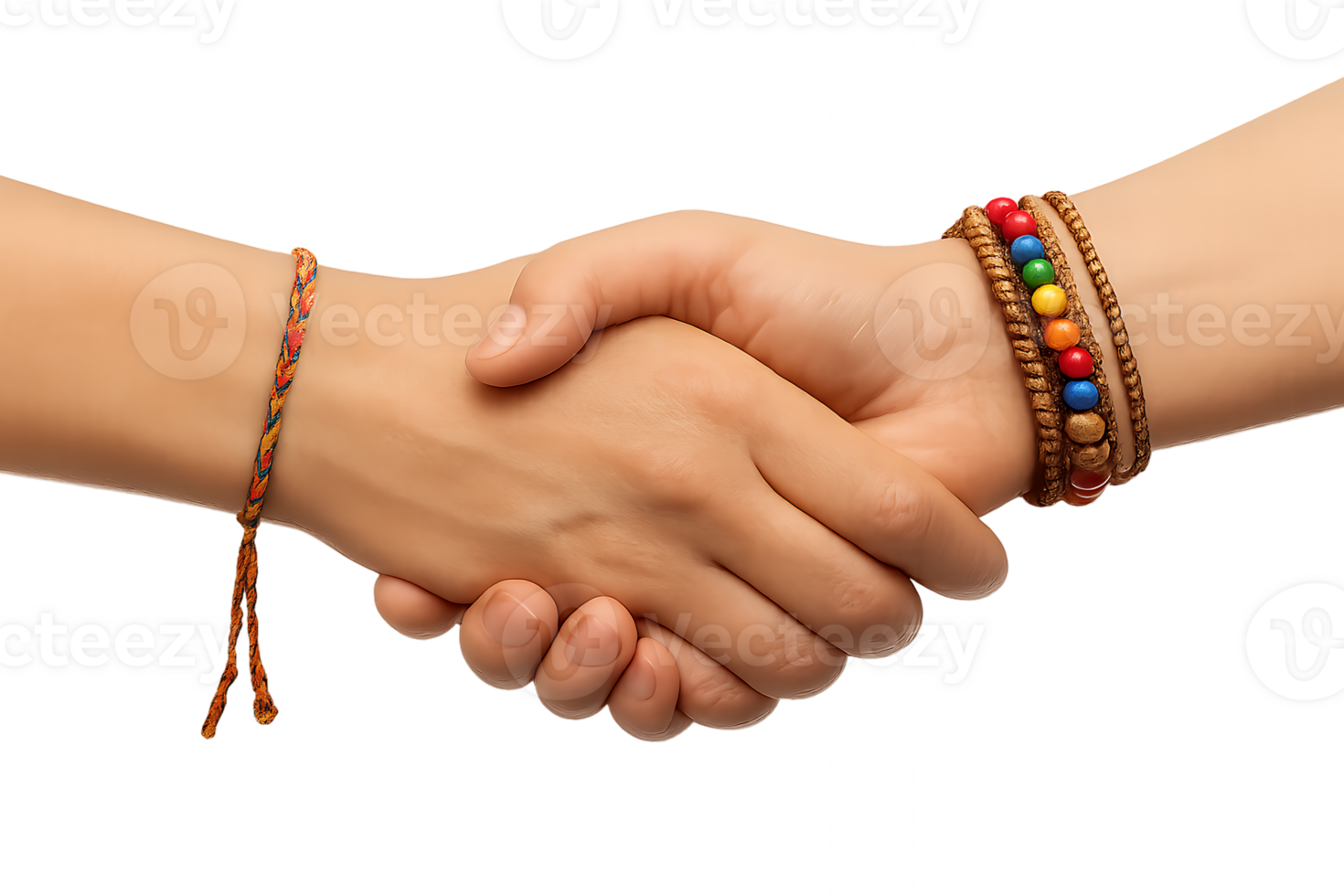 Friendship Bracelets Handshake Unity Colorful Beads on transparent background png