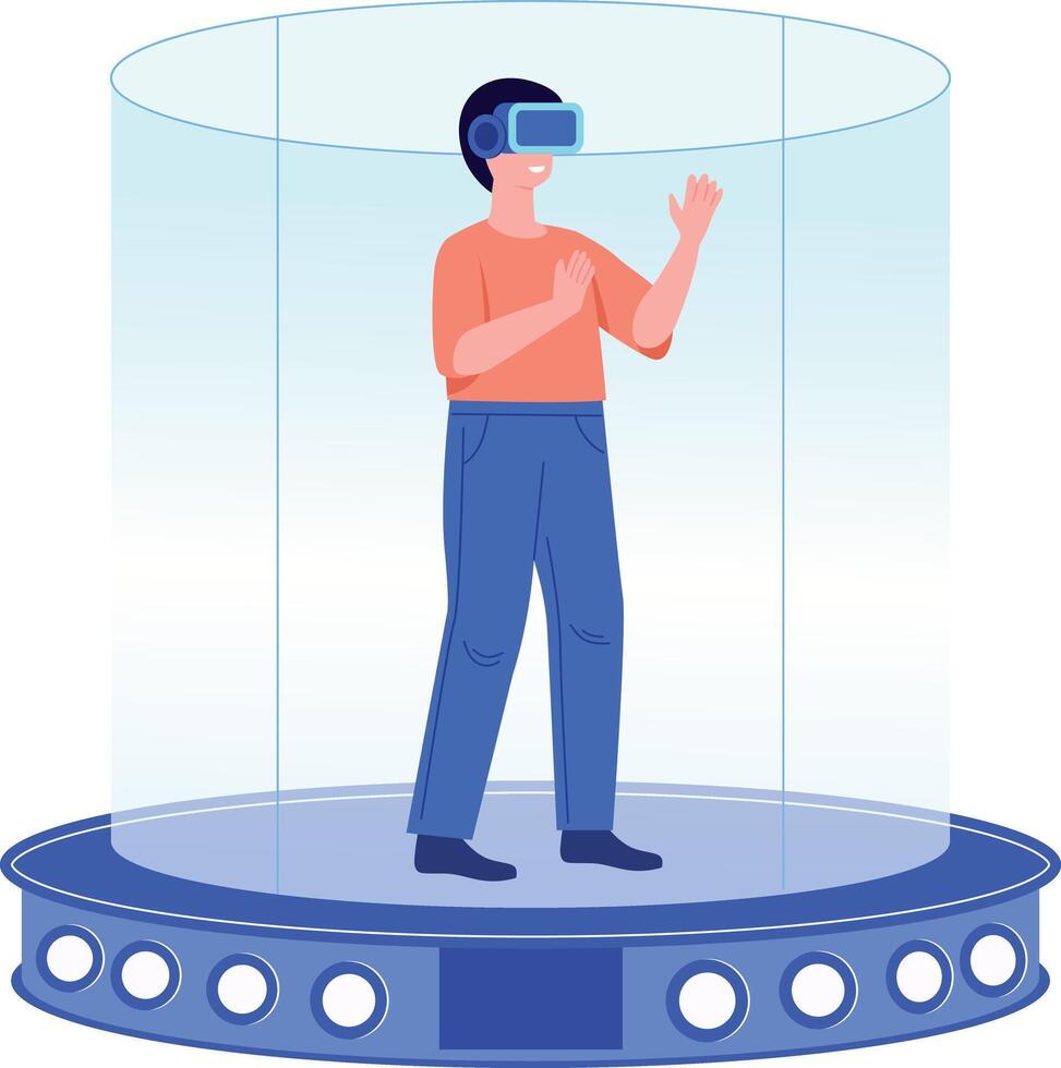 A flat style illustration showing vr platform vector