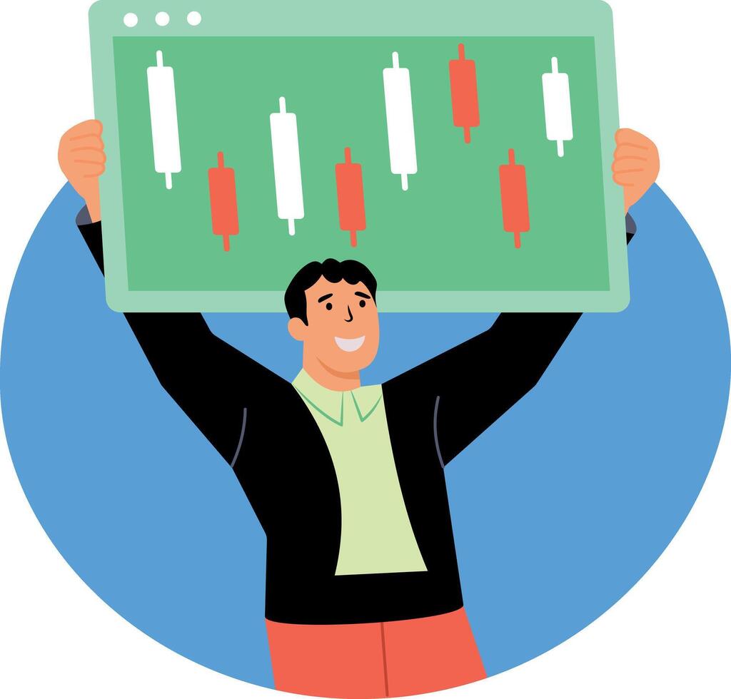 A flat style illustration depicting stock market vector
