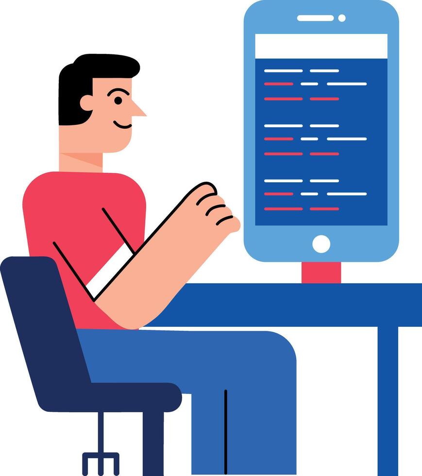 A flat style illustration showing application development vector