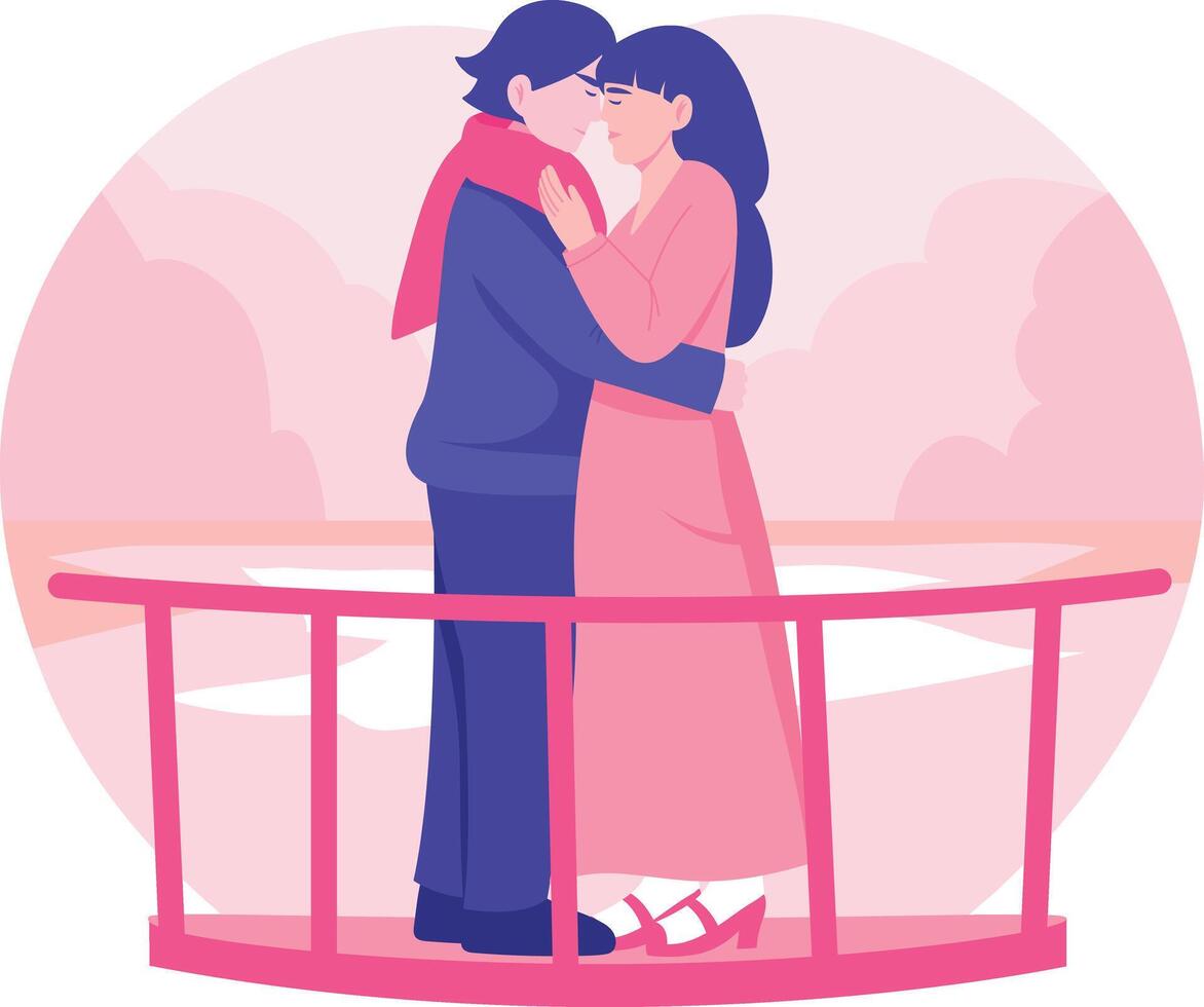 A flat style illustration showing couple love vector