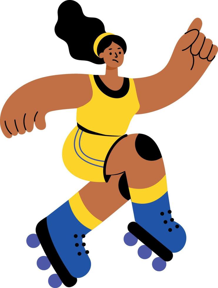A flat style illustration showing a person skating vector