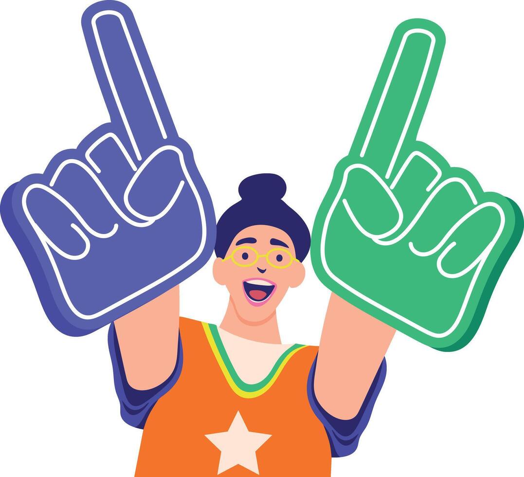 A flat style illustration showing a person cheering vector