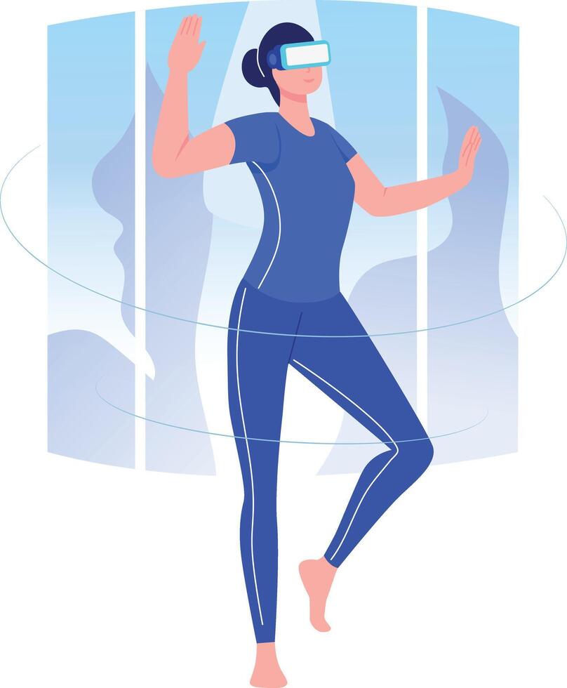 A flat style illustration showing a person doing vr dance vector