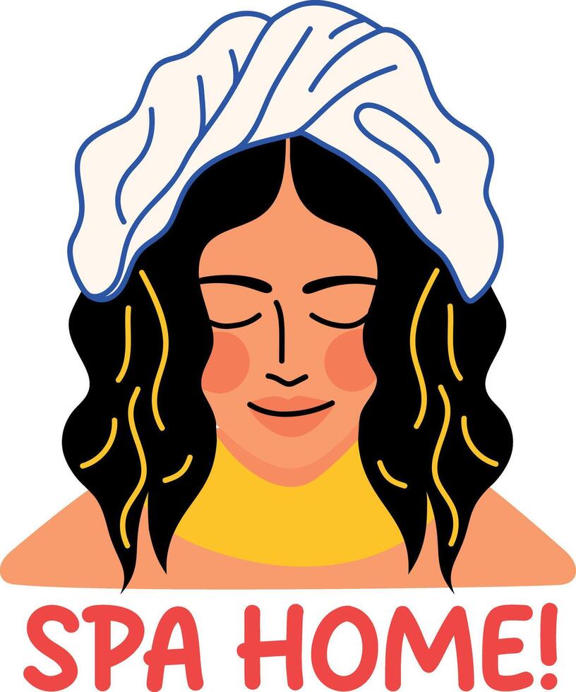 Flat style sticker of a girl enjoying spa time vector