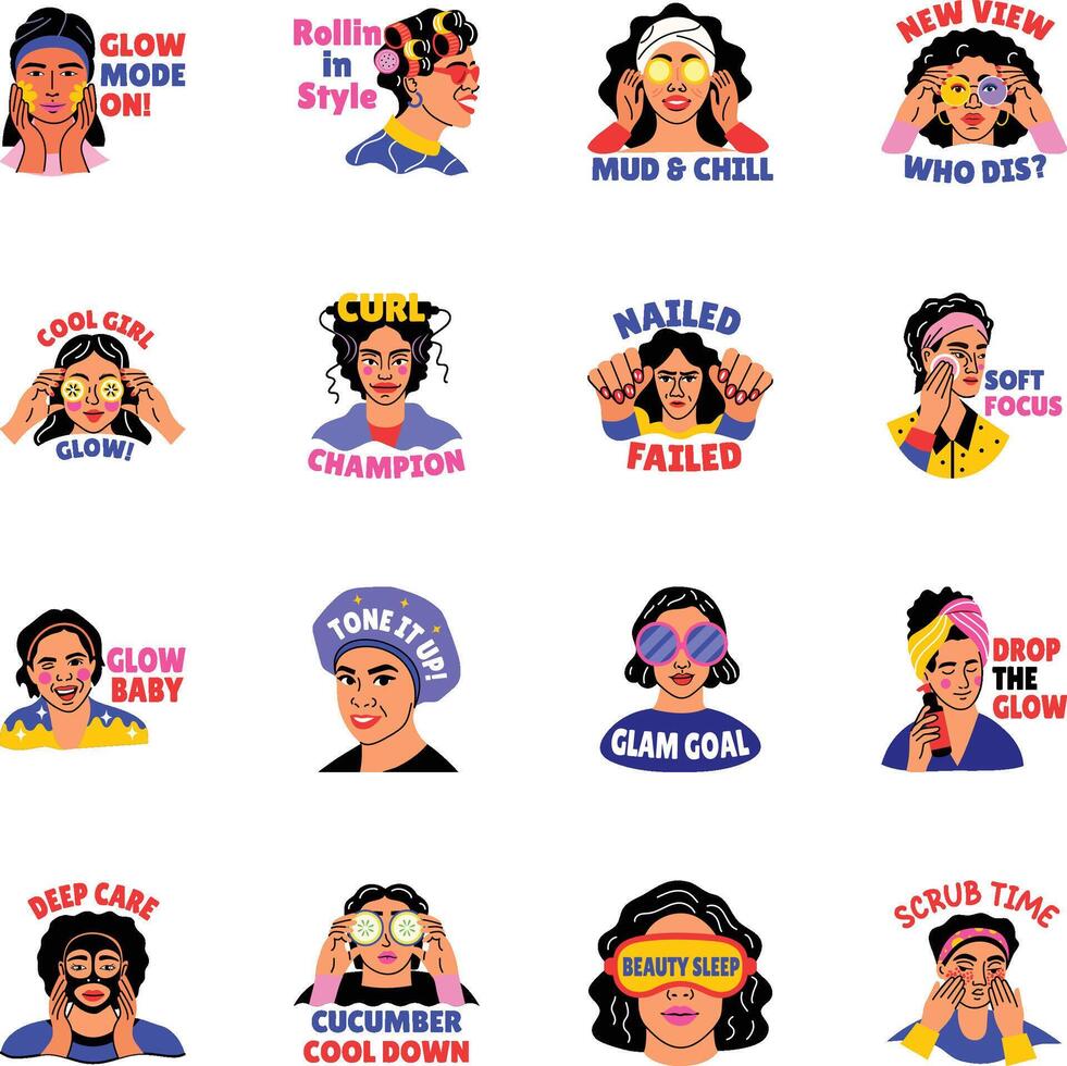 Set of Fashion Flat Style Stickers vector