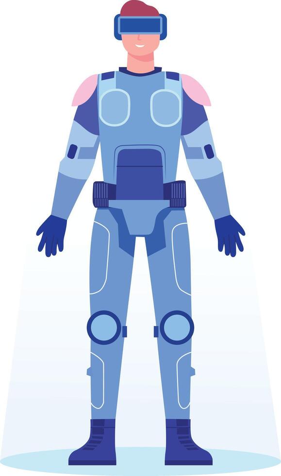 A flat style illustration showing vr person vector
