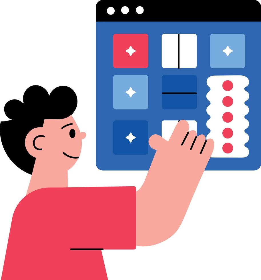 A character designing a web layout, flat illustration vector