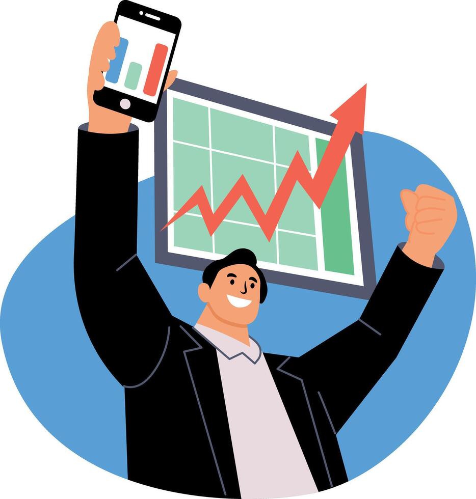 An illustration of stock booming in flat style vector