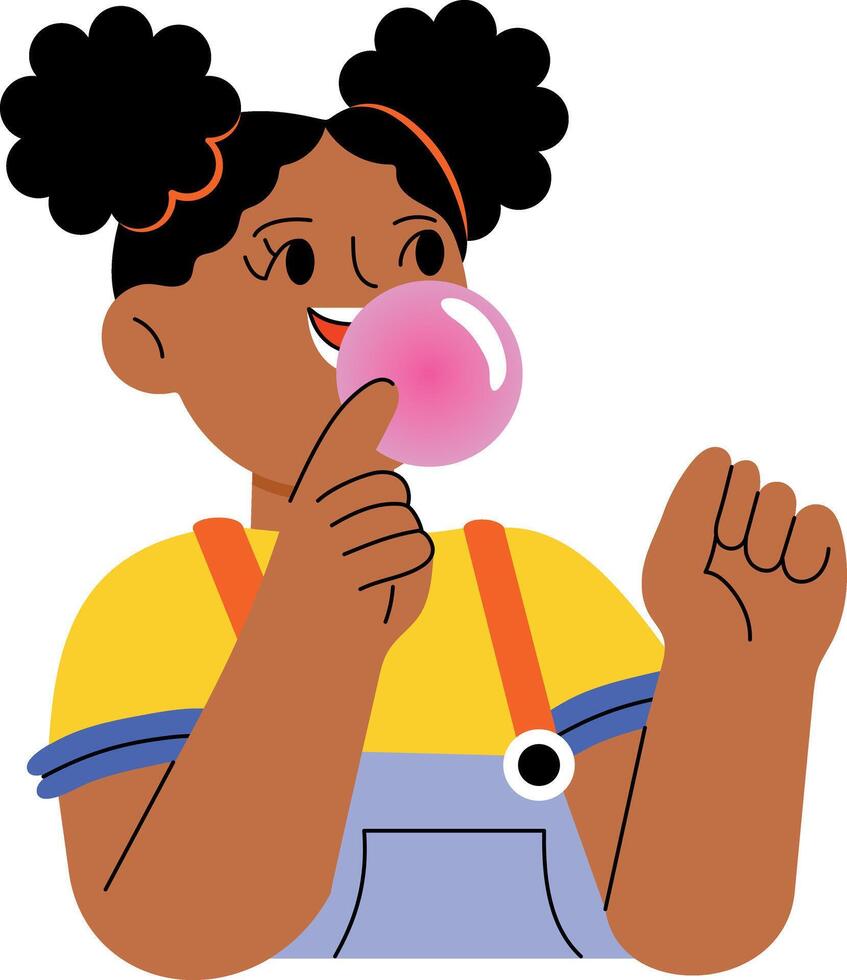 A flat style illustration showing a person blowing gum vector