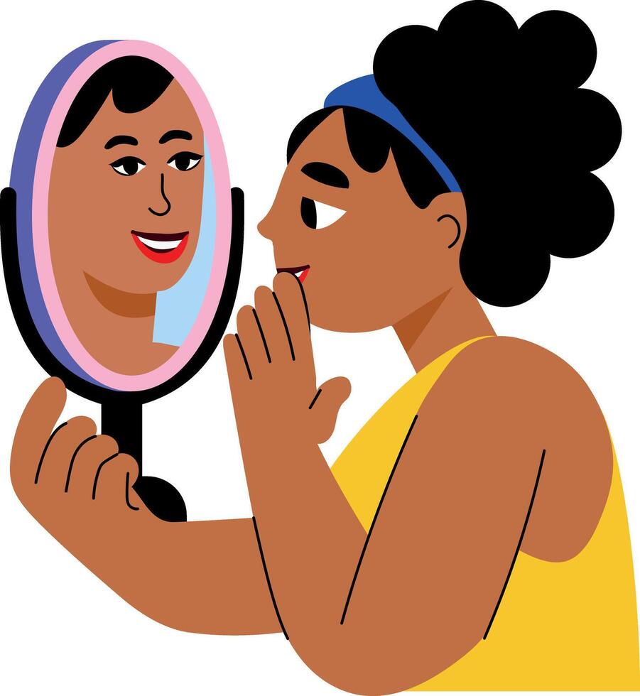 A flat style illustration showing a person doing self love vector