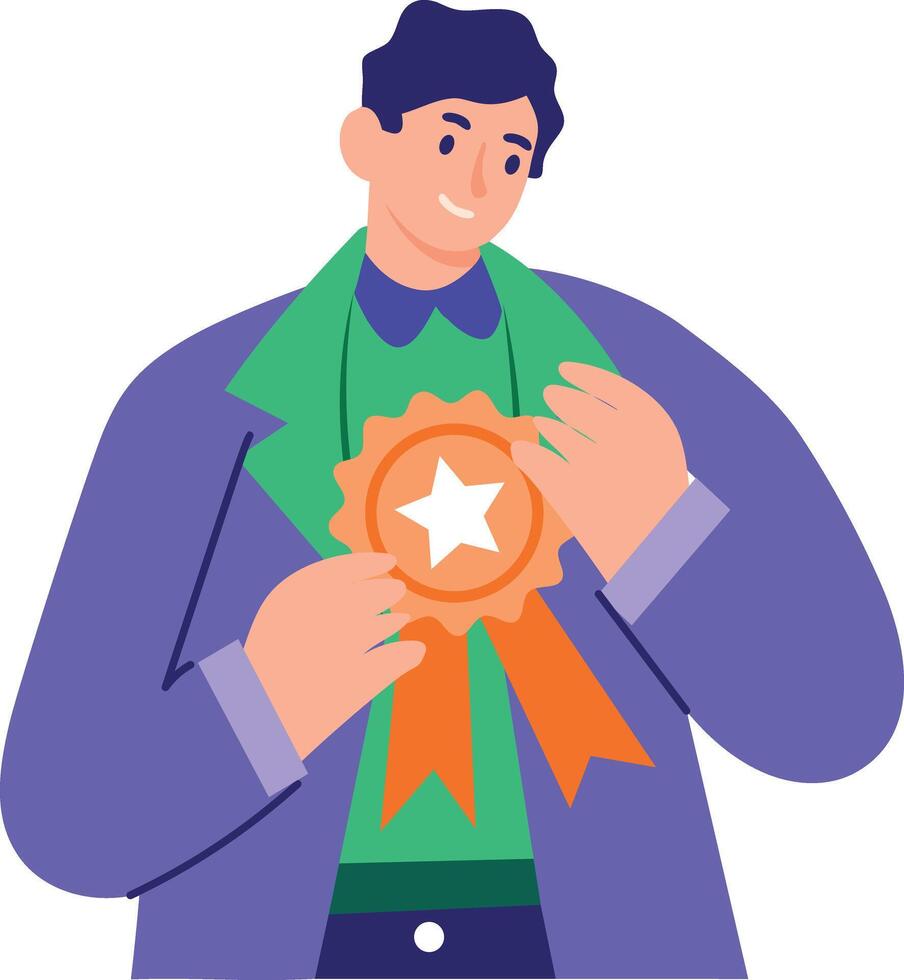 A flat style illustration showing a winner vector
