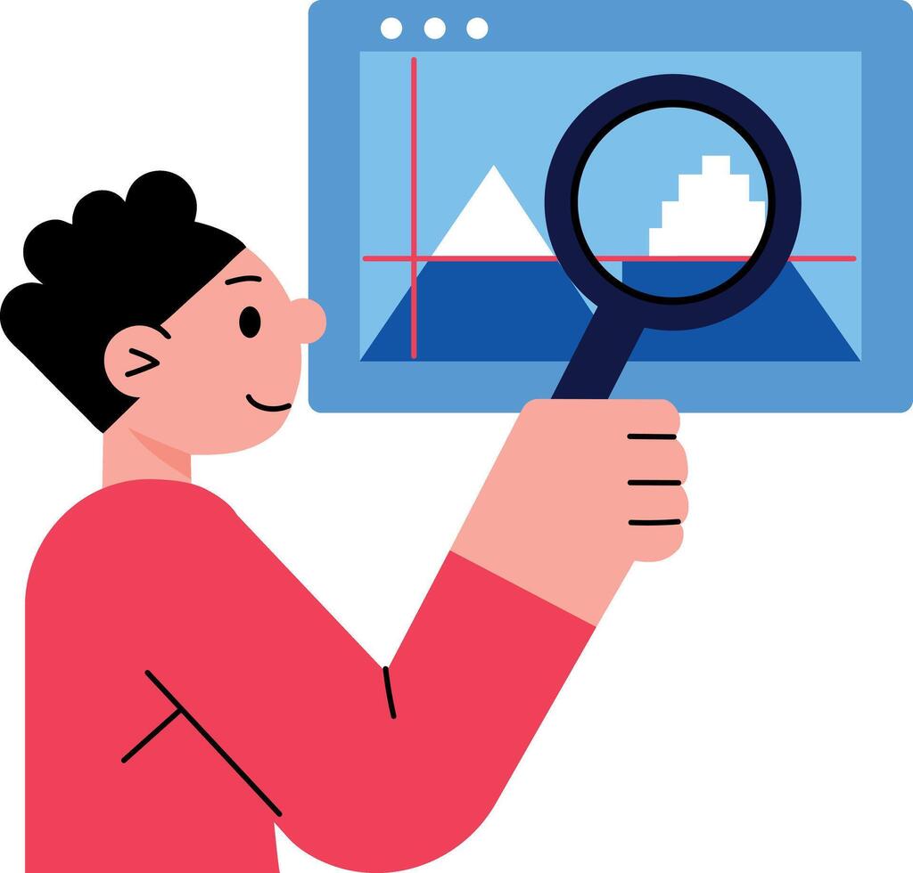 A flat style illustration showing a character doing website review vector