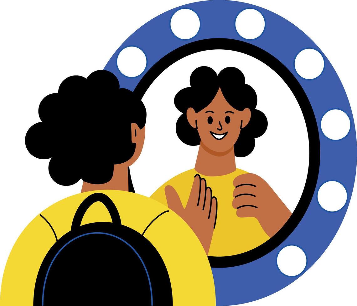 A flat style illustration showing reflection of a person vector