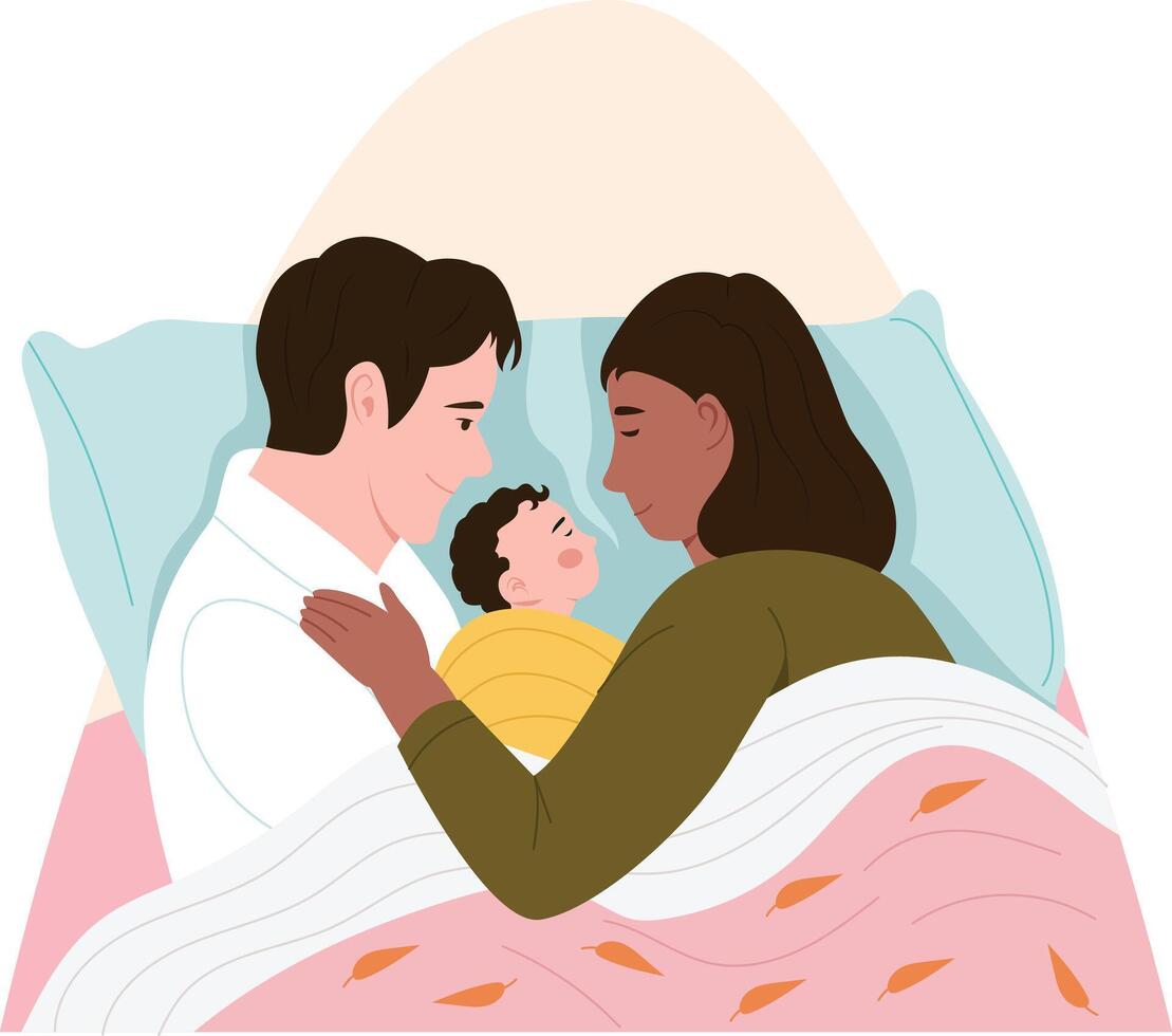 A flat style illustration showing baby snuggle vector
