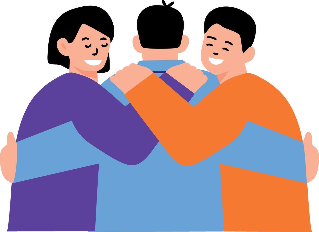 A flat style illustration of group hugging vector