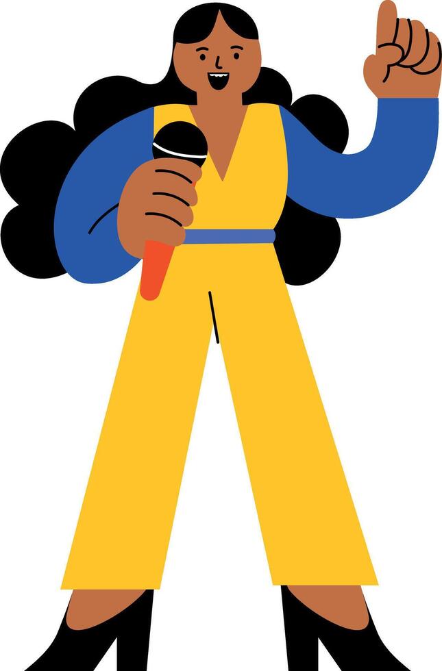 A flat style illustration showing a person doing speech vector