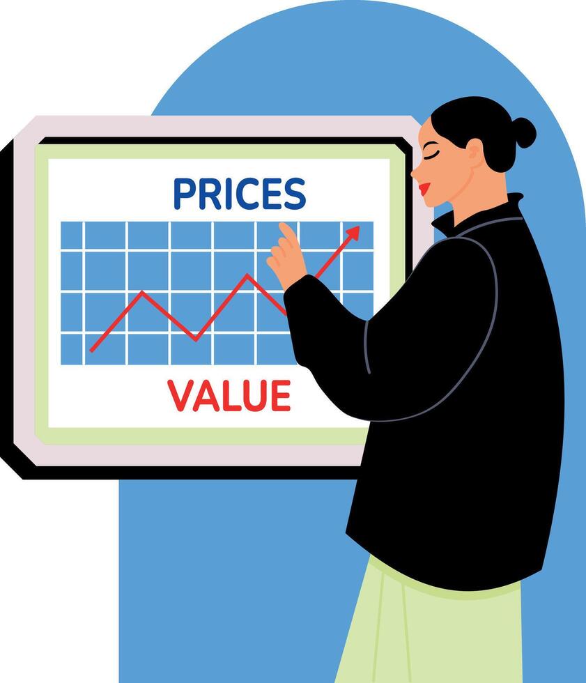 A flat style illustration showing price value vector