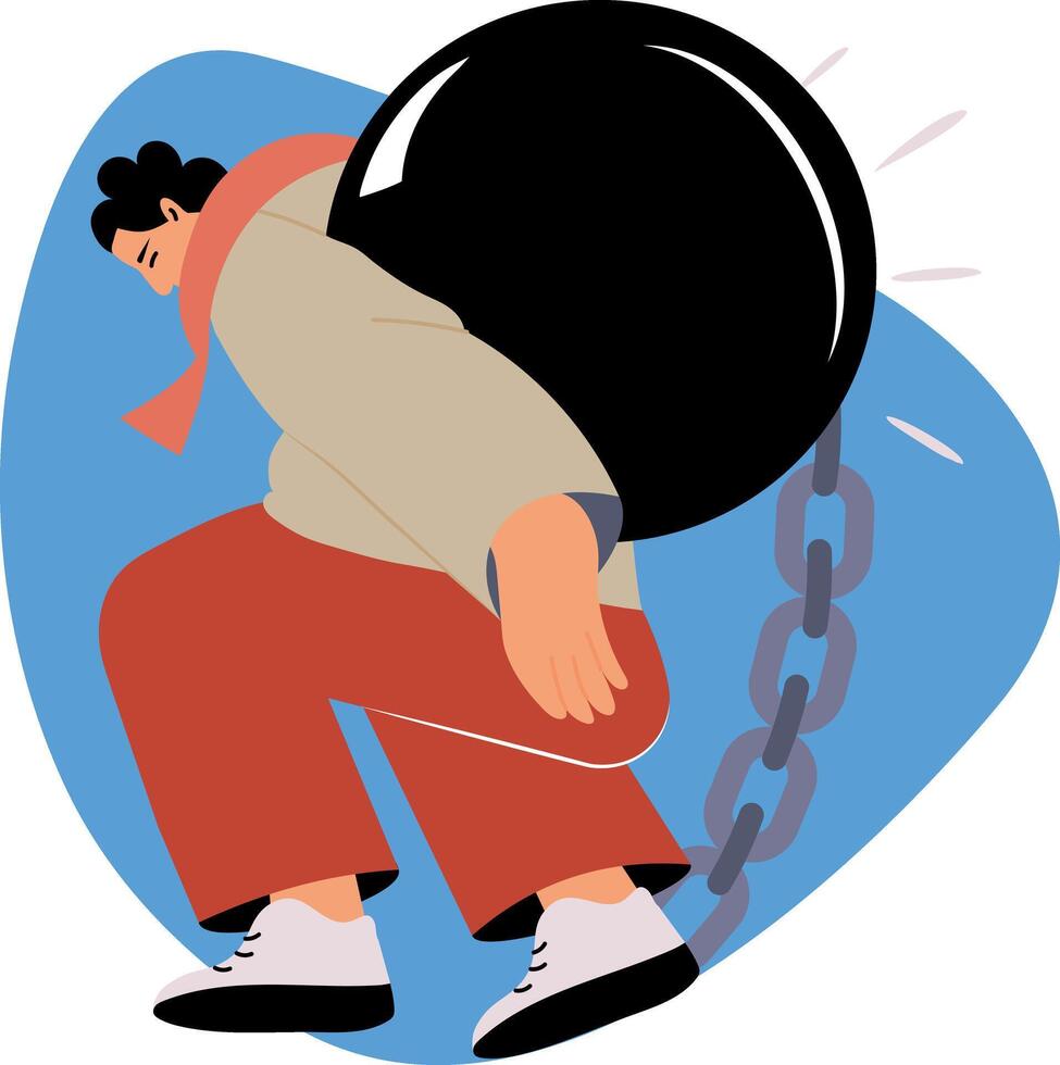 Flat style illustration depicting debt struggle vector