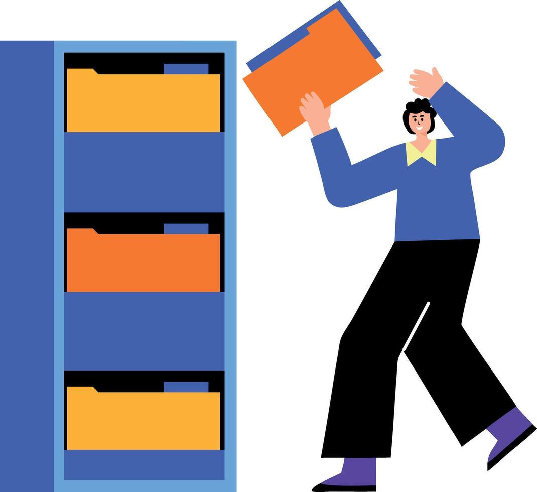A character searching a lost files, flat style illustration vector
