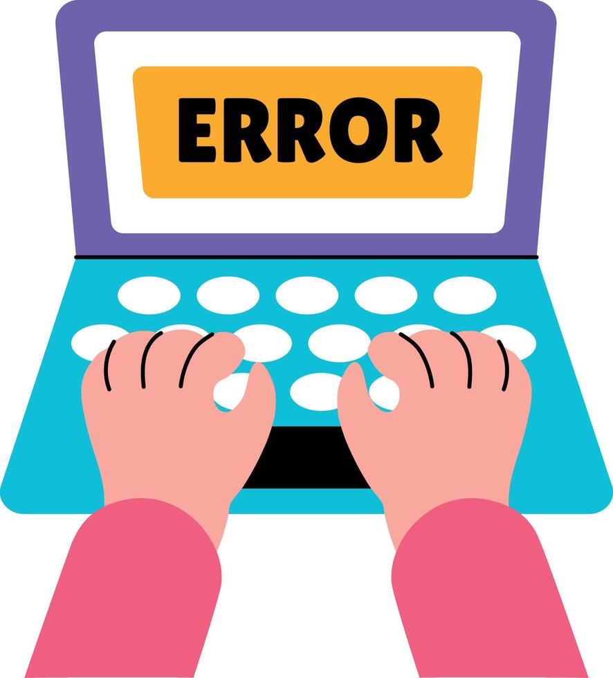 Flat style illustration showing a typing error vector