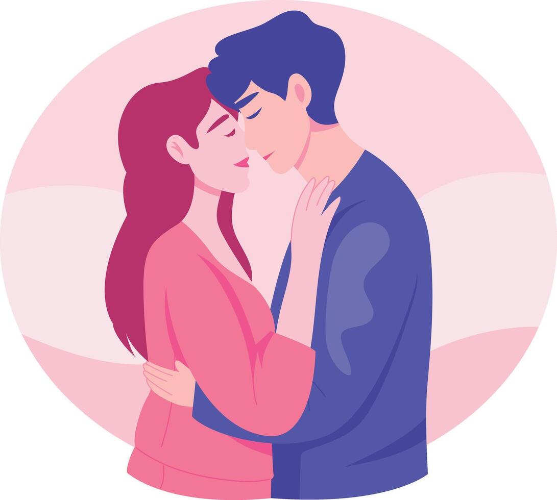 A flat style illustration showing spouse hugging each other vector