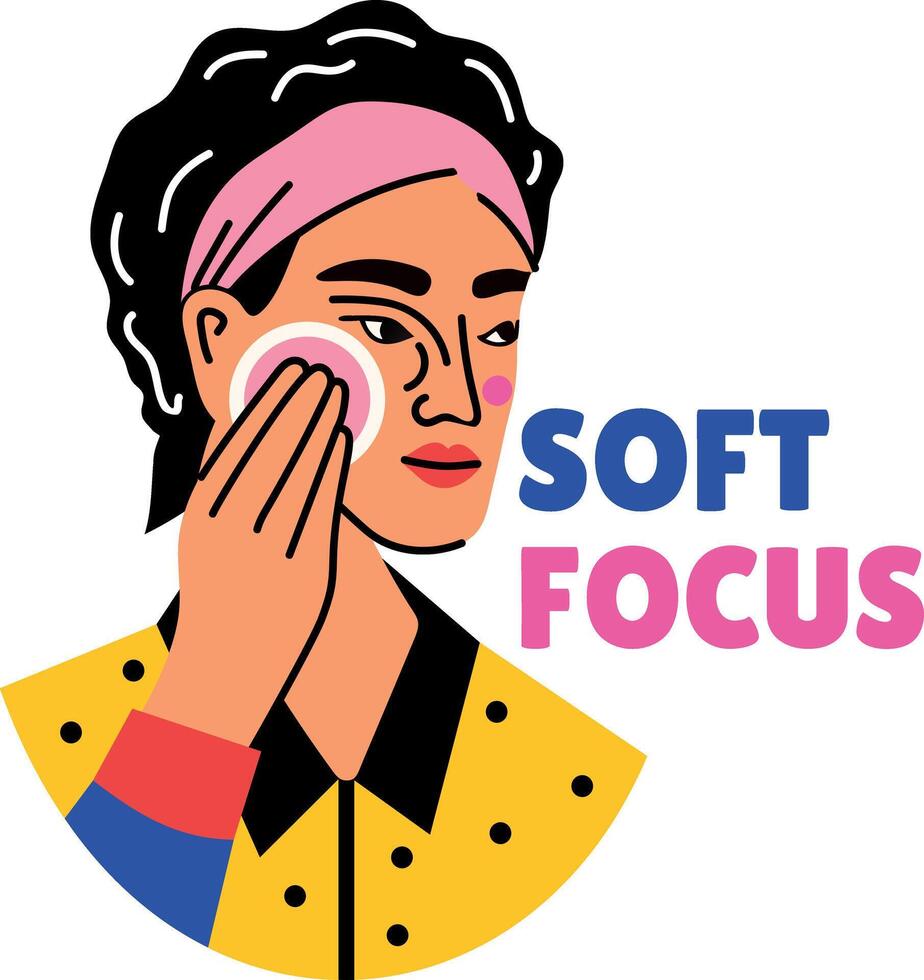 A flat style sticker of a girl showing soft skin vector