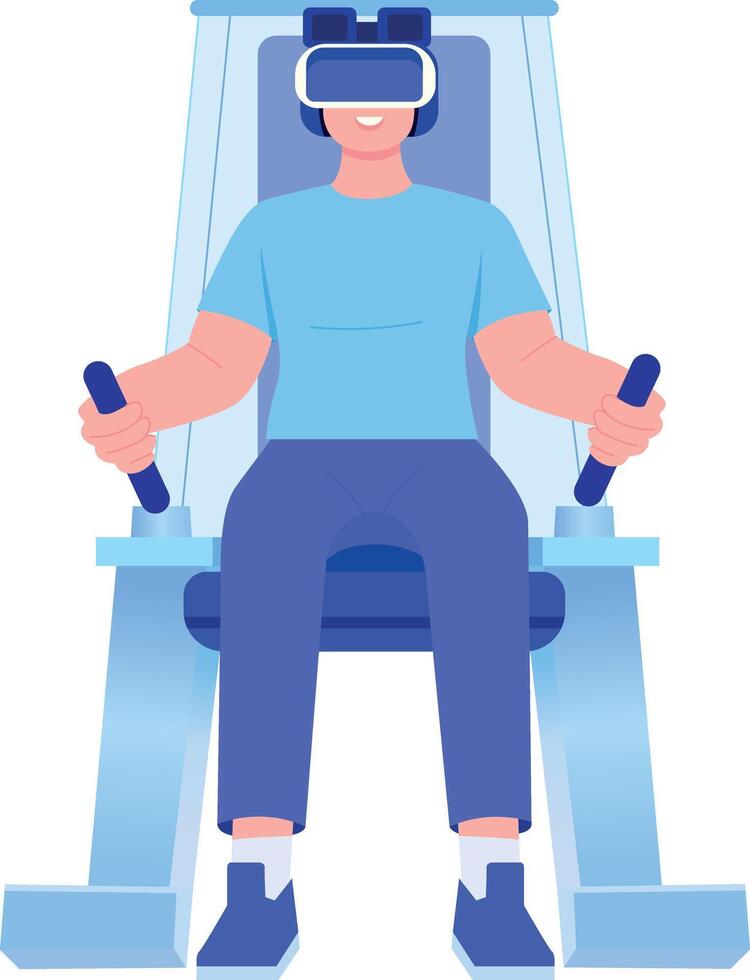 A flat style illustration showing vr simulation vector