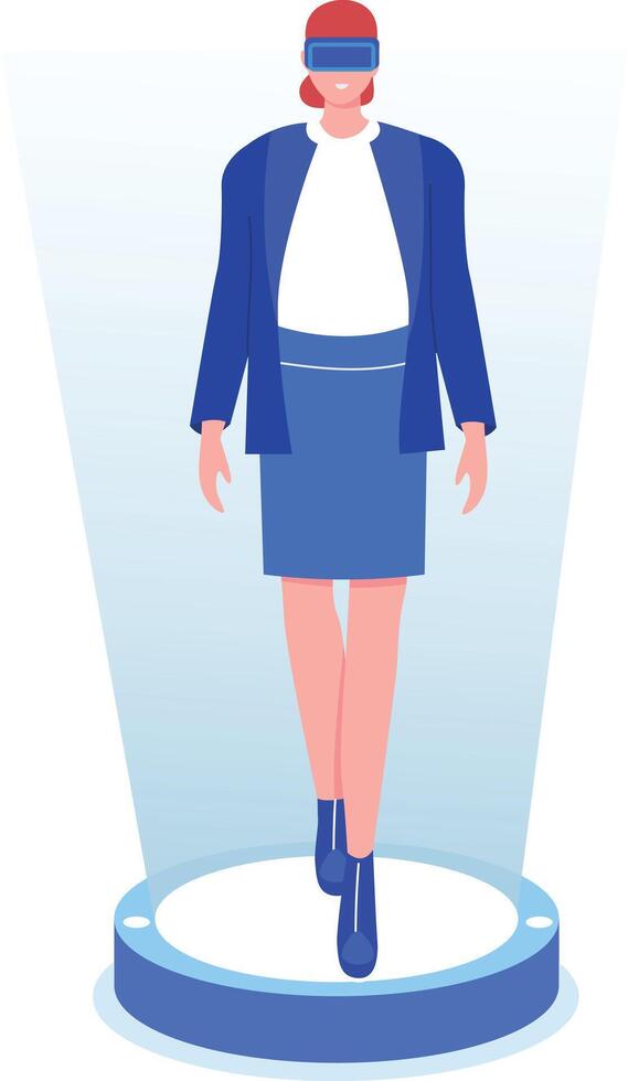 A flat style illustration showing vr fashion vector