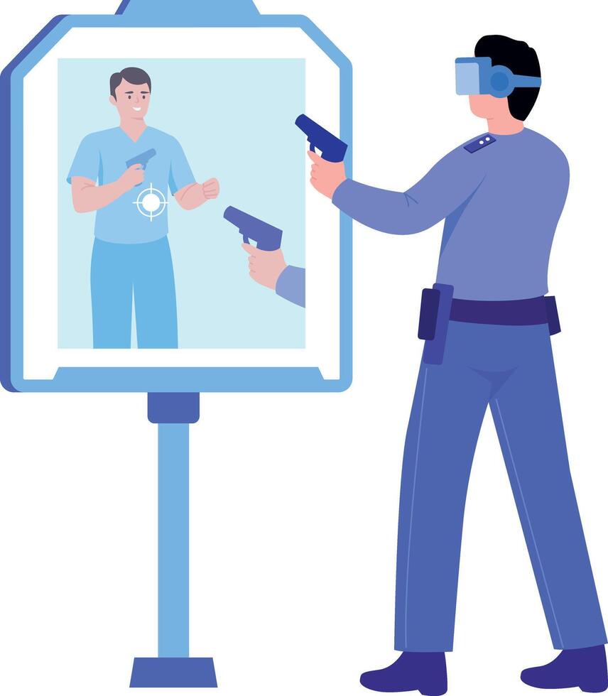 A flat style illustration showing vr police vector