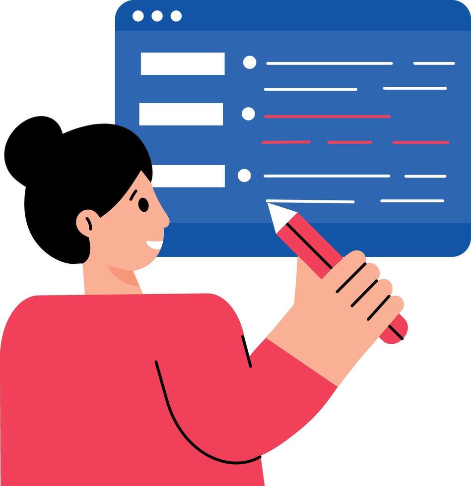 A flat style illustration of a web developer vector