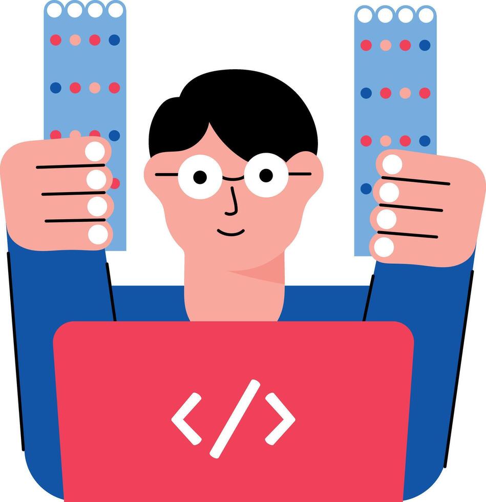 A flat style illustration of an expert coder vector