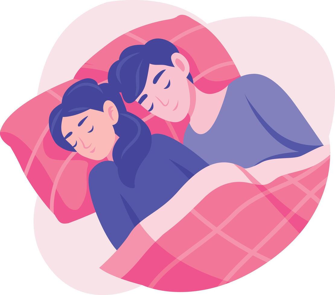 A flat style illustration showing a couple nap vector