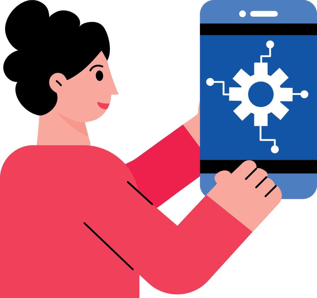 A character doing api configuration, flat style illustration vector